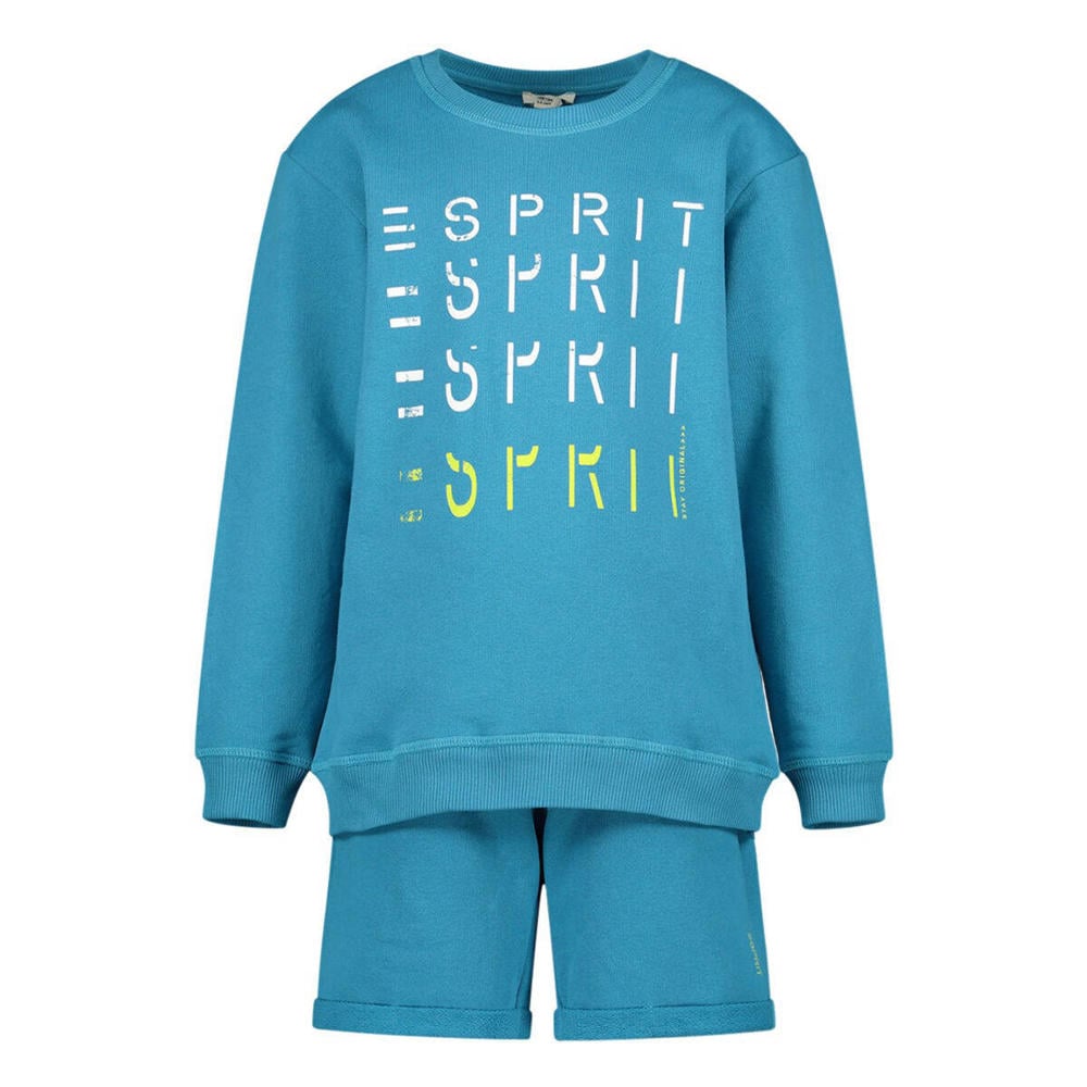 ESPRIT sweater + T-shirt + korte broek blauw