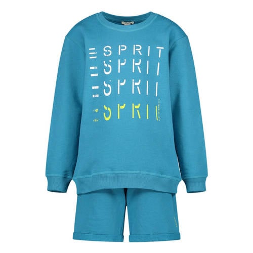ESPRIT sweater + T-shirt + short geel Shirt + broek Blauw Logo