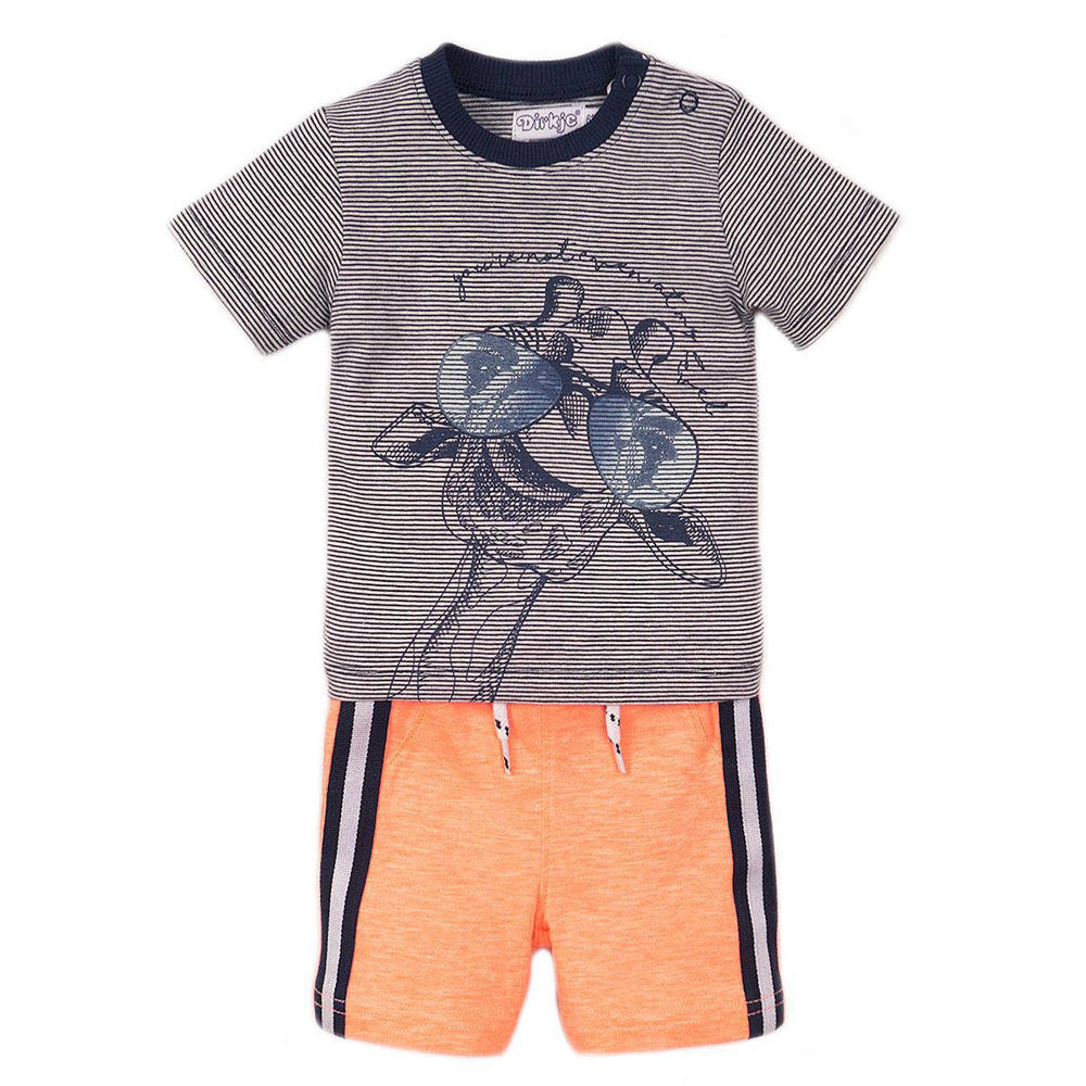 Dirkje T-shirt + korte broek donkerblauw/oranje