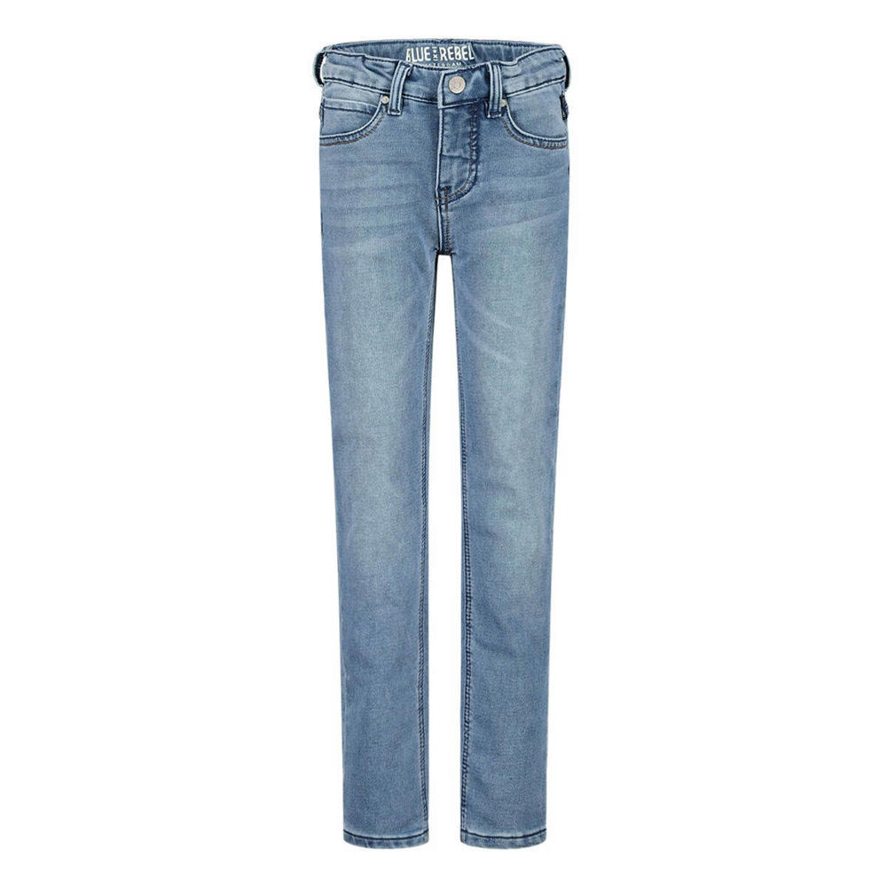 Light blue denim jongens Blue Rebel regular fit jeans van stretchdenim met rits- en knoopsluiting en effen
