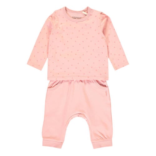 ESPRIT longsleeve + broek roze Shirt + broek Meisjes Stretchkatoen Ronde hals - maat 80 afbeelding