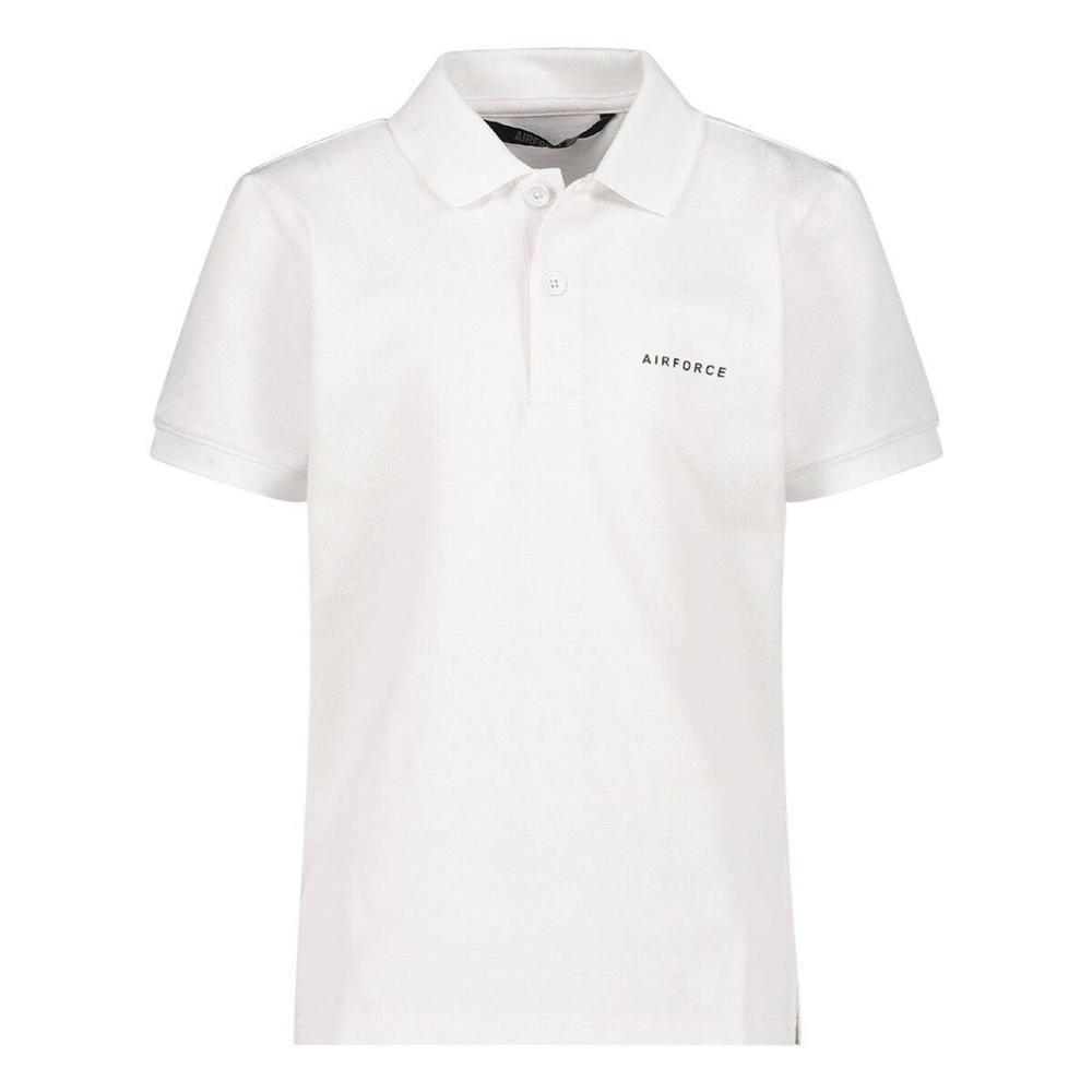 Witte jongens Airforce polo van stretchkatoen met effen, korte mouwen en knoopsluiting