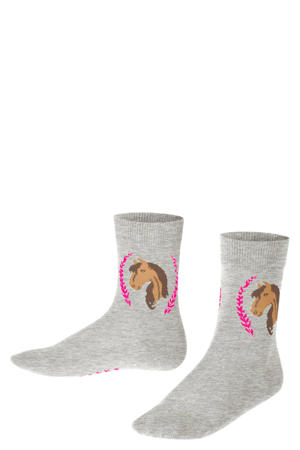 sokken grijs met paarden print
