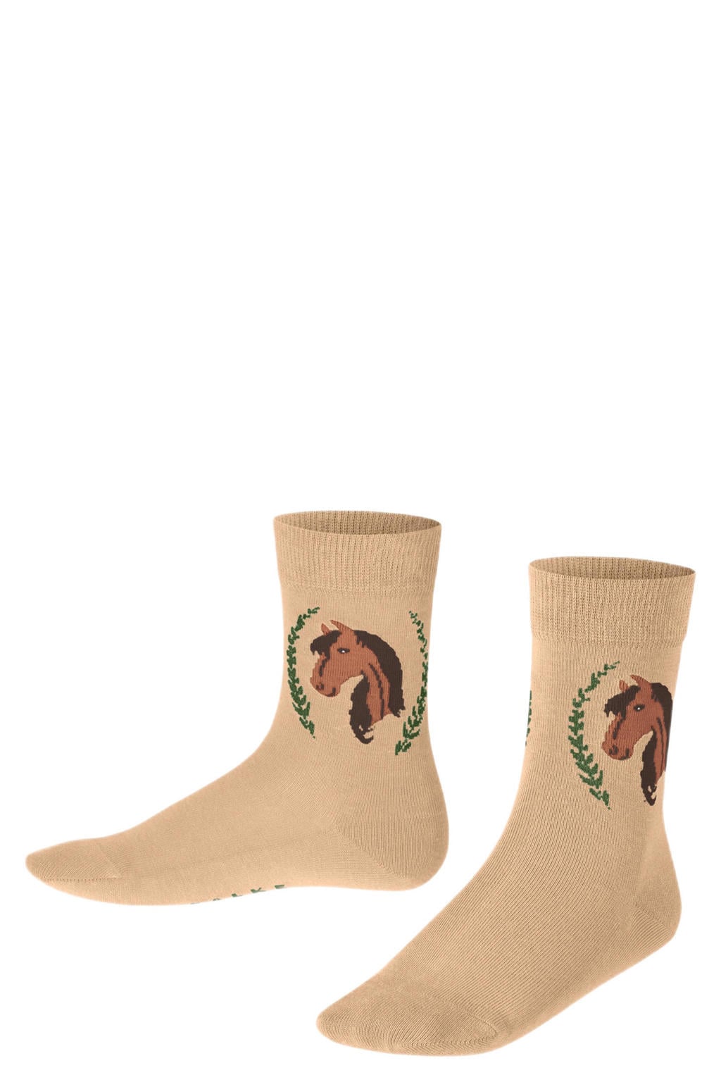 FALKE sokken beige met paarden print