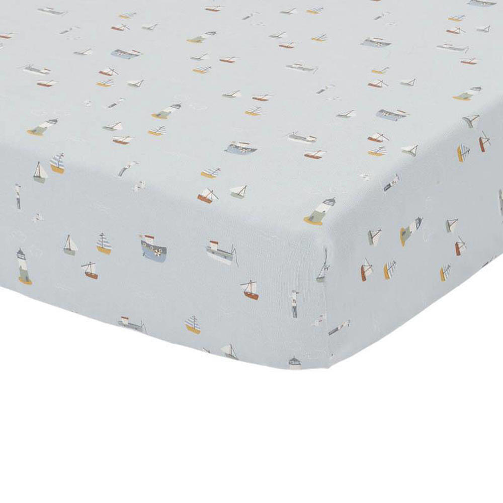 Little Dutch katoenen wieg hoeslaken Sailors Bay Blue 40x80 cm