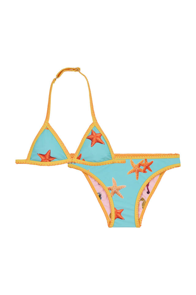 binnen Zakje Automatisering Claesen's reversible triangel bikini Sea Star Horse turquoise/roze |  kleertjes.com