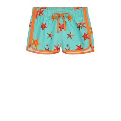 Claesen's zwemshort Sea Star turquoise/oranje Blauw Meisjes Gerecycled polyester 