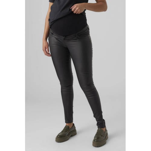 VERO MODA MATERNITY coated skinny zwangerschapsbroek zwart Dames Viscose