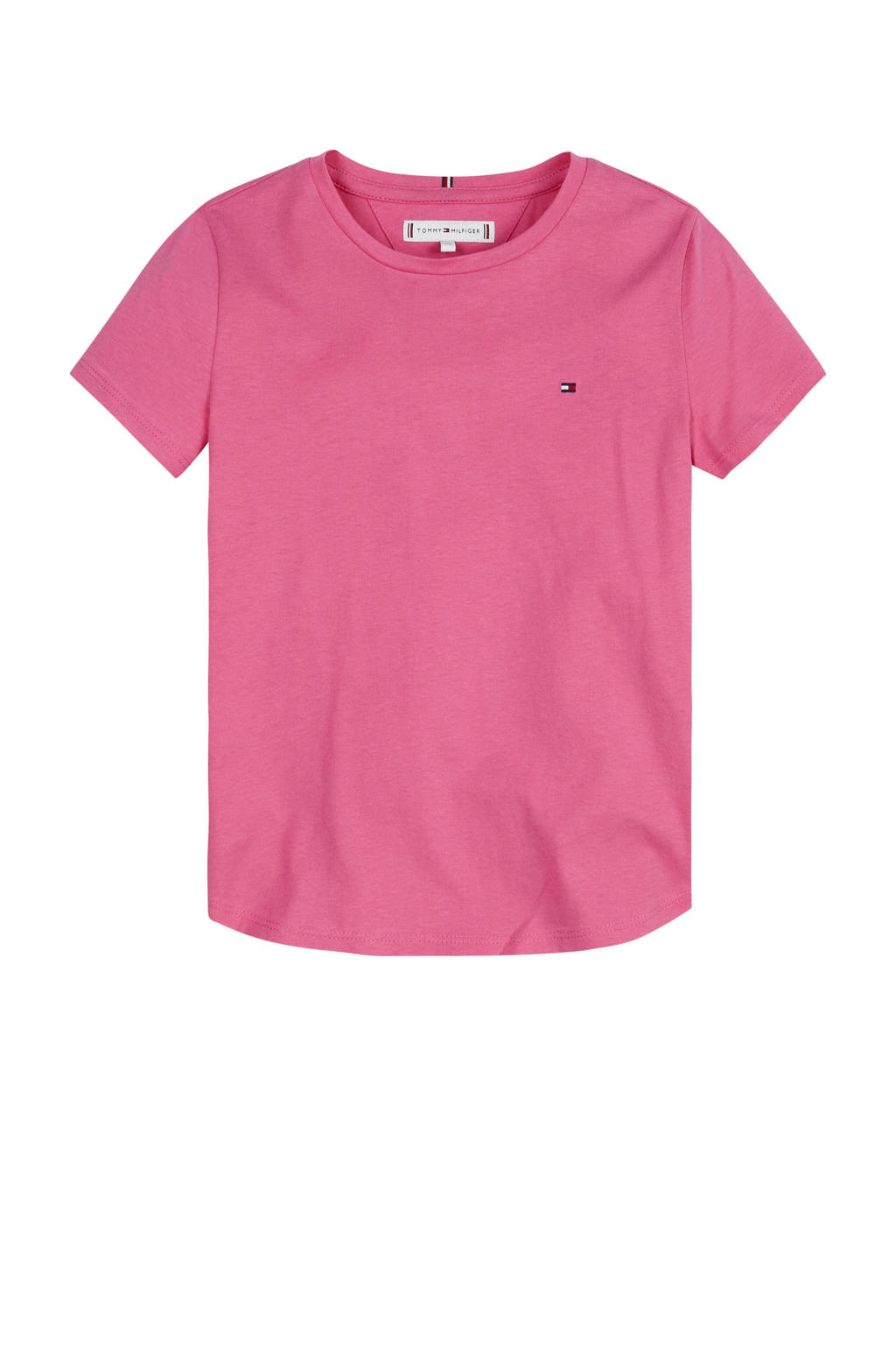 Roze meisjes Tommy Hilfiger T-shirt van katoen met korte mouwen en ronde hals