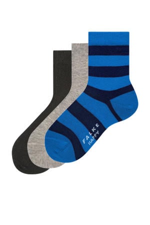 sokken - set van 3 blauw/grijs