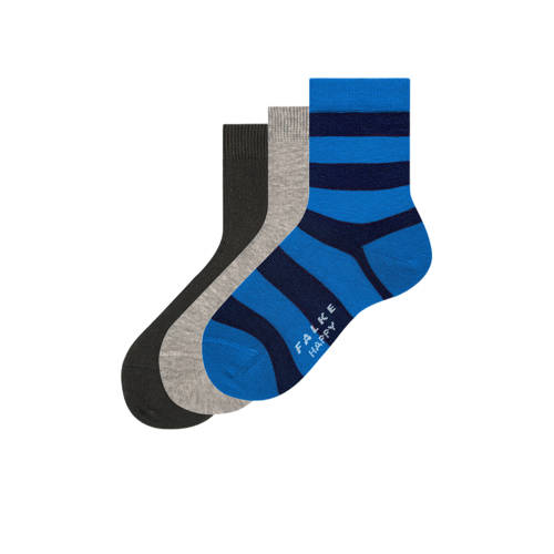 FALKE sokken - set van 3 blauw/grijs Jongens/Meisjes Katoen All over print