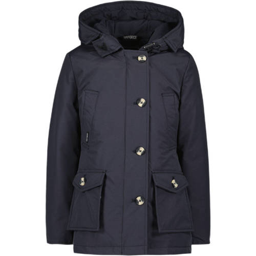 Airforce winterjas blauw Meisjes Katoen Capuchon Effen - maat 128 afbeelding
