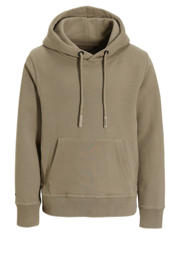 thumbnail: Zandkleurige jongens Airforce hoodie van sweat materiaal met effen, lange mouwen en capuchon