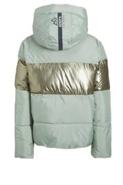 thumbnail: Mintgroene meisjes 29FT ski-jack van polyester met effen, capuchon en rits- en drukknoopsluiting
