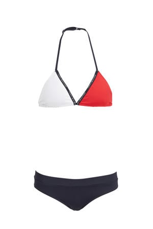 triangel bikini donkerblauw/wit/rood