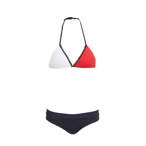 Tommy Hilfiger triangel bikini donkerblauw/wit/rood Meisjes Gerecycled polyamide
