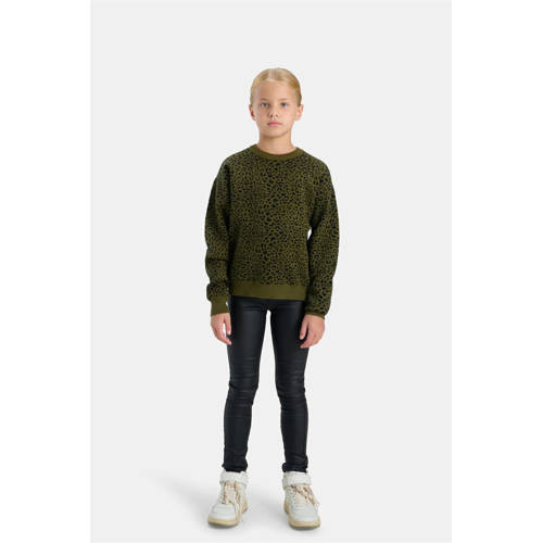 Shoeby coated high waisted tregging zwart Broek Meisjes Denim Effen - maat 110/116 afbeelding
