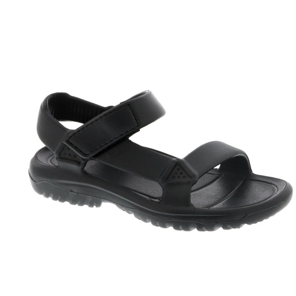Zwarte jongens en meisjes Teva sandalen van imitatieleer met klittenband en effen