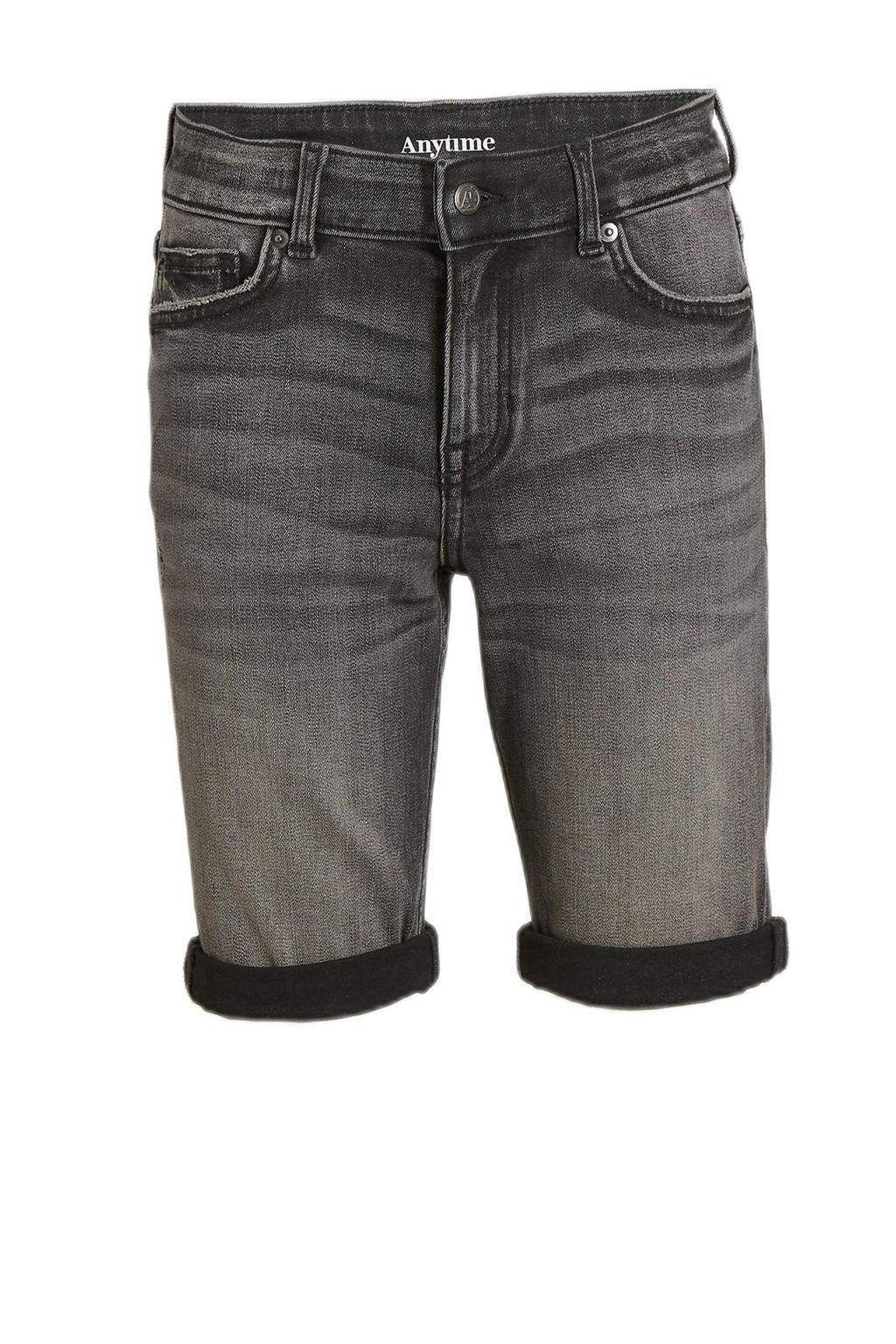 Black denim jongens anytime short van katoen met regular fit, regular waist, rits- en knoopsluiting en effen