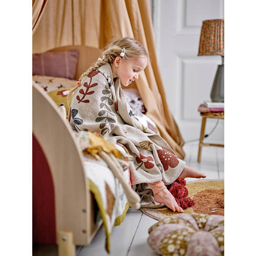 Bloomingville Mini kindervloerkleed Milou (Ø90 cm) Geel Dierenprint
