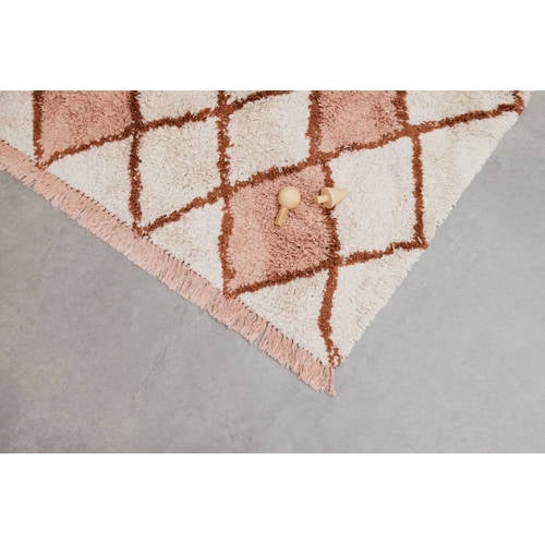 Tapis Petit vloerkleed Evie Diamond (170x130 cm) Roze Ruit