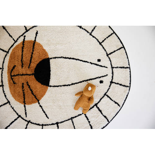 Tapis Petit vloerkleed Lion (Ø100 cm) Ecru Dierenprint