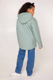 thumbnail: Lichtgroene meisjes America Today unisex regenjas Janice Teddy JR van polyamide met effen, lange mouwen, capuchon en ritssluiting