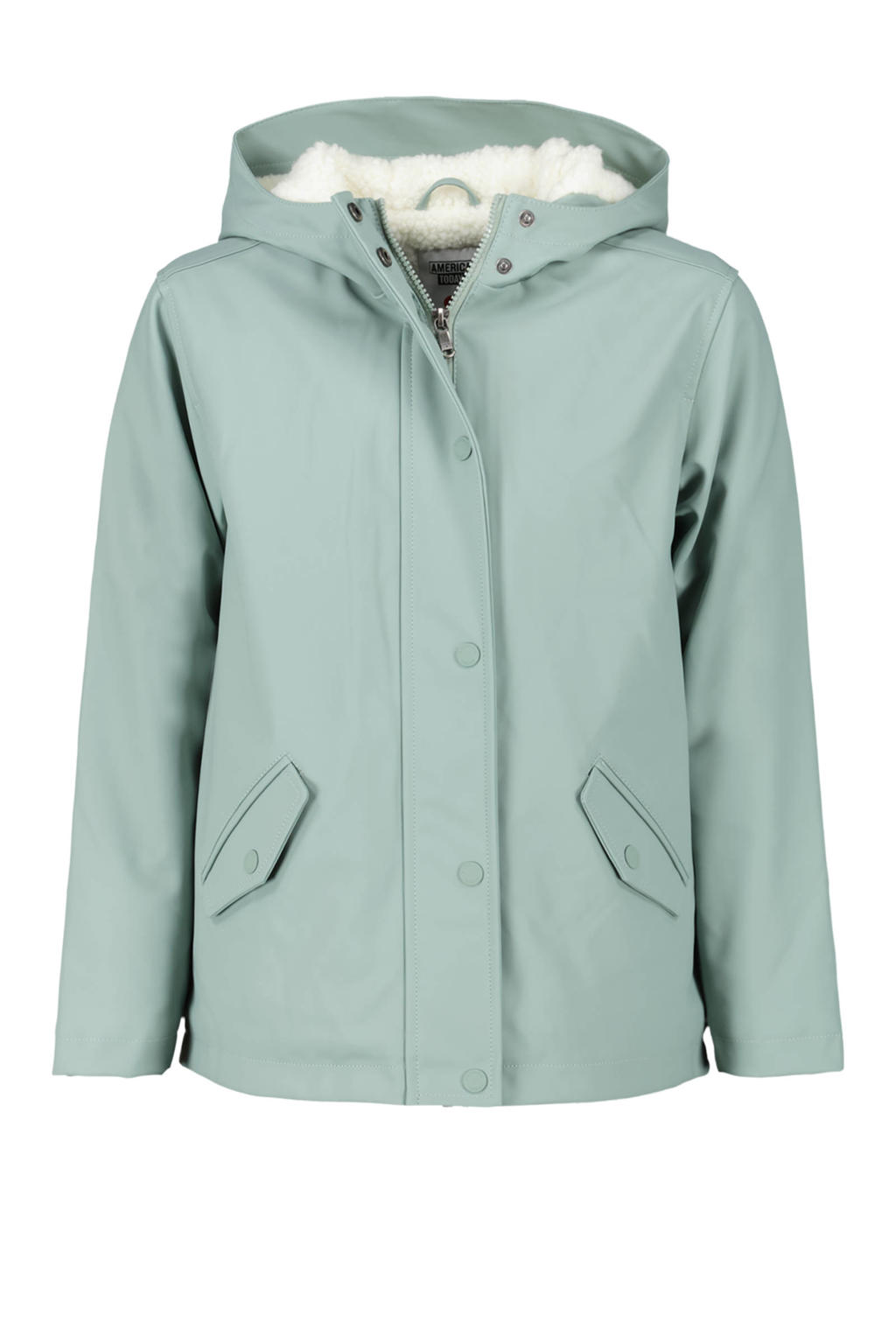 Friesennerz Regenjas voor dames, gevoerd met teddy-fleece, waterdicht, met imitatiebont, warm, PU-windbreaker, regenparka voor de winter, Rood, 40