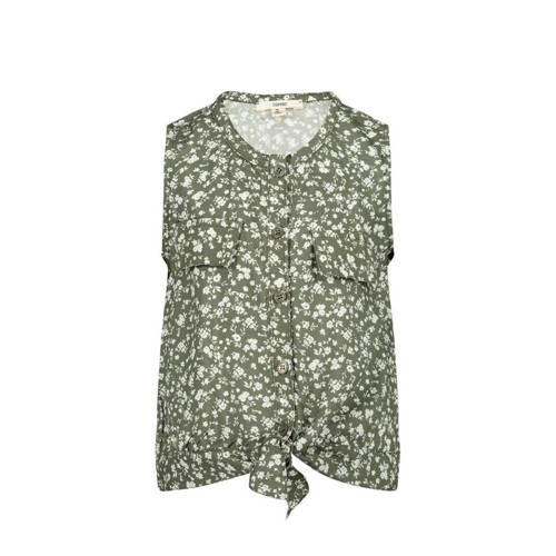 ESPRIT blouse met all over print groen/wit Meisjes Viscose Ronde hals All over print