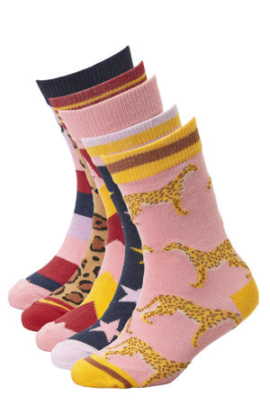 sokken met all-over print - lichtroze/multi (set van 5)