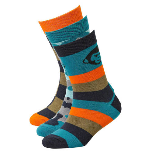 Me & My Monkey sokken met all-over print - set van 3 oranje/blauw Jongens Katoen
