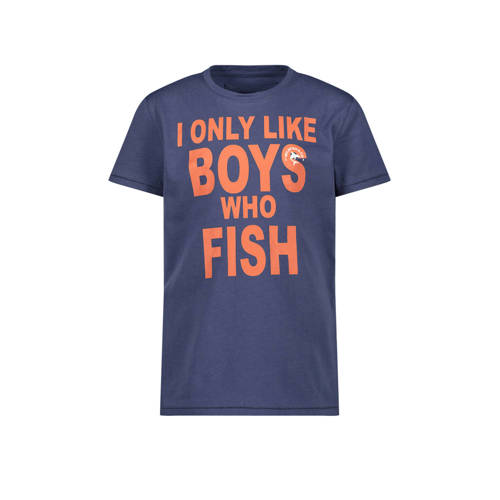 Wildfish T-shirt met tekstopdruk donkerblauw Jongens Katoen Ronde hals - 104
