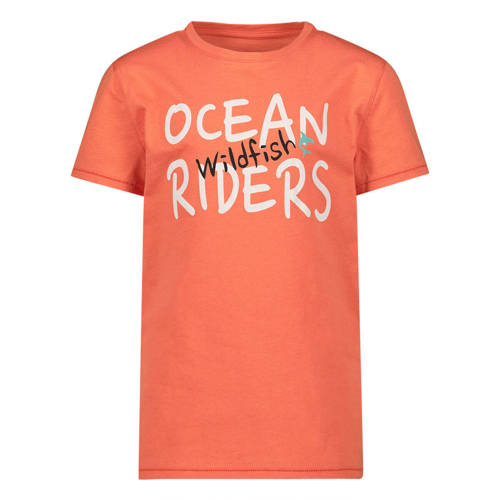 Wildfish T-shirt met tekstopdruk oranje Jongens Katoen Ronde hals Tekst - 104