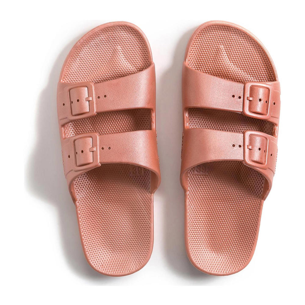 Roze meisjes Freedom Moses Fancy slippers van rubber met gesp en effen
