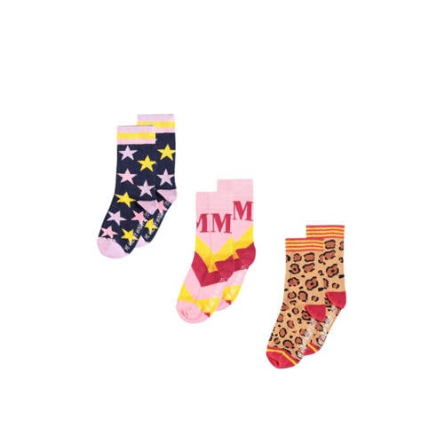 Me & My Monkey sokken met all-over print - set van 3 multi Meisjes Katoen