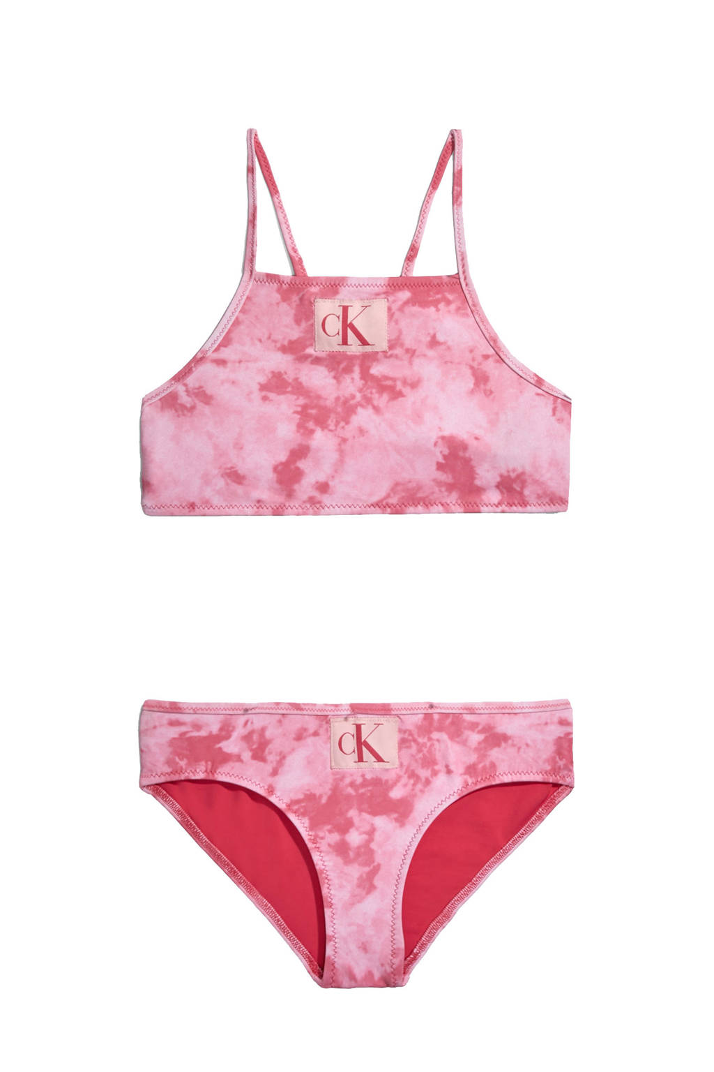tie-dye crop bikini roze