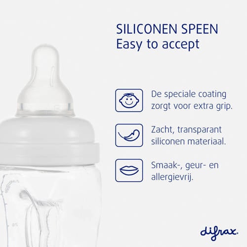 Difrax Handgreep Babyfles 240 ml Roze | Fles van