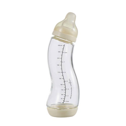 Difrax Glazen S-Babyfles 250 ml Anti Koliek Beige