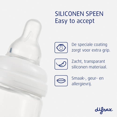 Difrax S-Babyfles Natural 250 ml Anti Koliek Roze