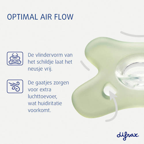 Difrax Siliconen Fopspeen 6+ Maanden Grijs + Groen 2 stuks