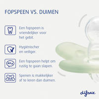 thumbnail: Difrax Natural Siliconen Fopspeen - Grijs + Groen - 6-18 maanden (2 stuks)
