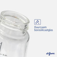 thumbnail: Difrax Natural Glazen S-Babyfles Anti Koliek - 250 ml - Lichtroze - Anti Colic tegen krampjes