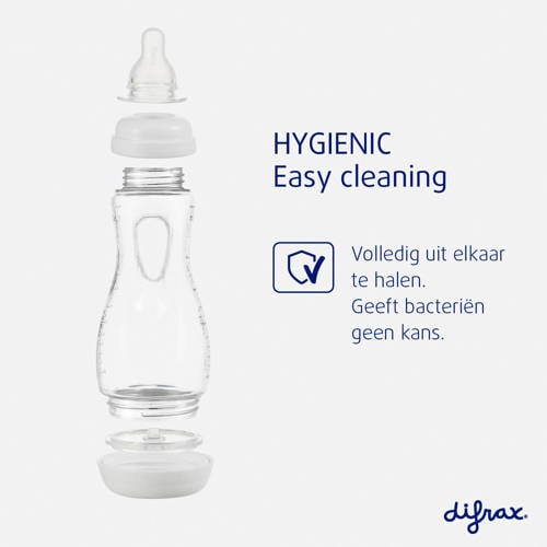 Difrax Handgreep Babyfles 240 ml Grijs | Fles van