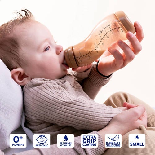 Difrax S-Babyfles Natural 250 ml Anti Koliek Bruin