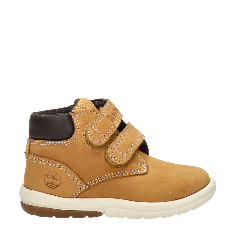 Geel en bruine jongens Timberland Tracks nubuck enkelboots met klittenband en effen