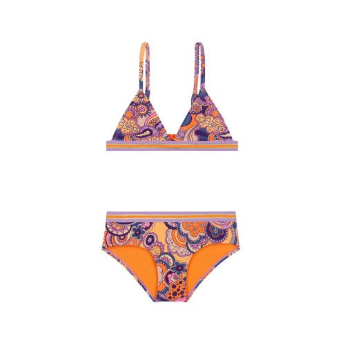 Shiwi triangel bikini Luna oranje/paars Meisjes Polyester All over print