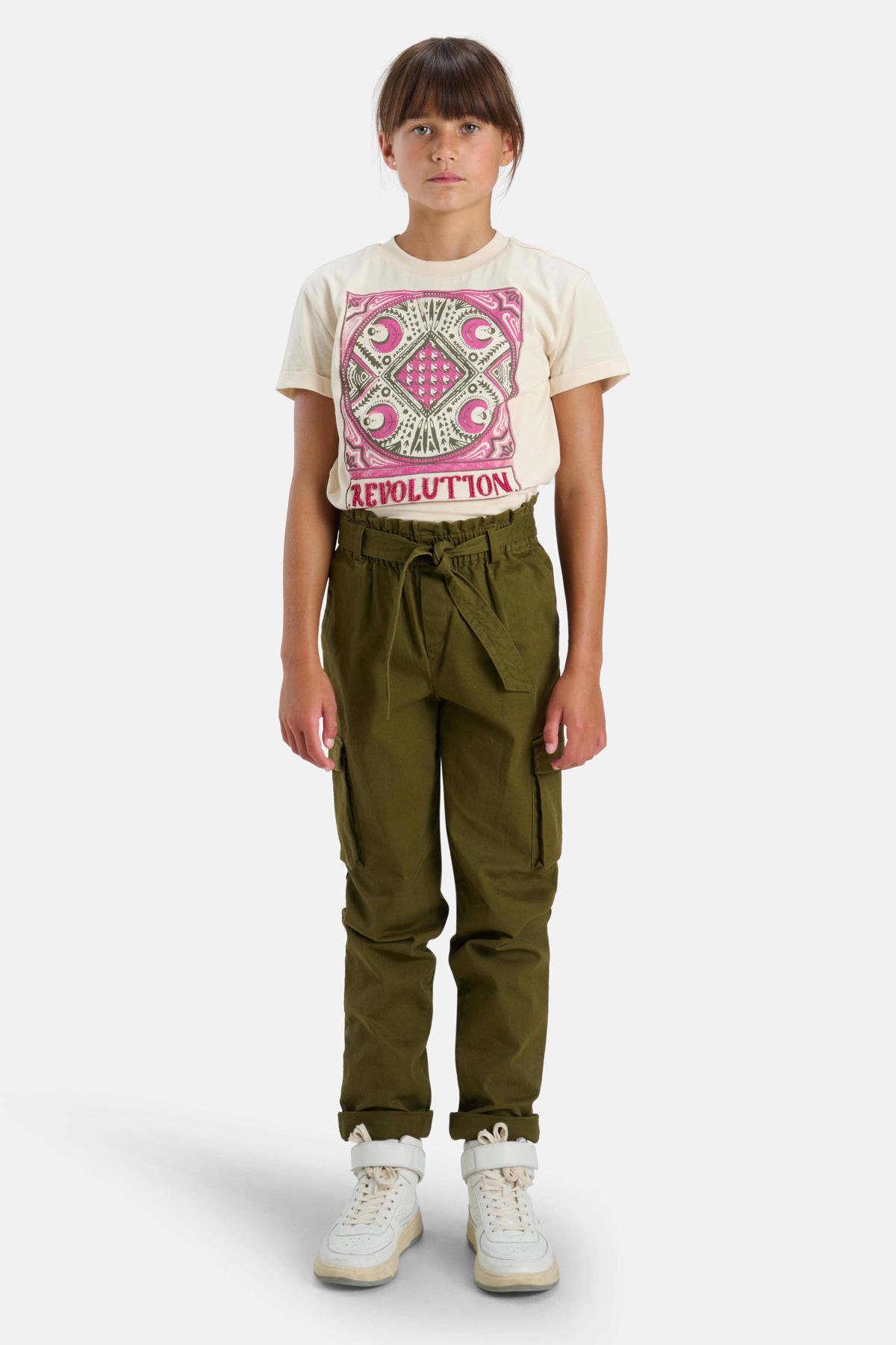 Annoteren Beyond Afvoer Shoeby T-shirt Love met printopdruk en kraaltjes ecru/roze | kleertjes.com