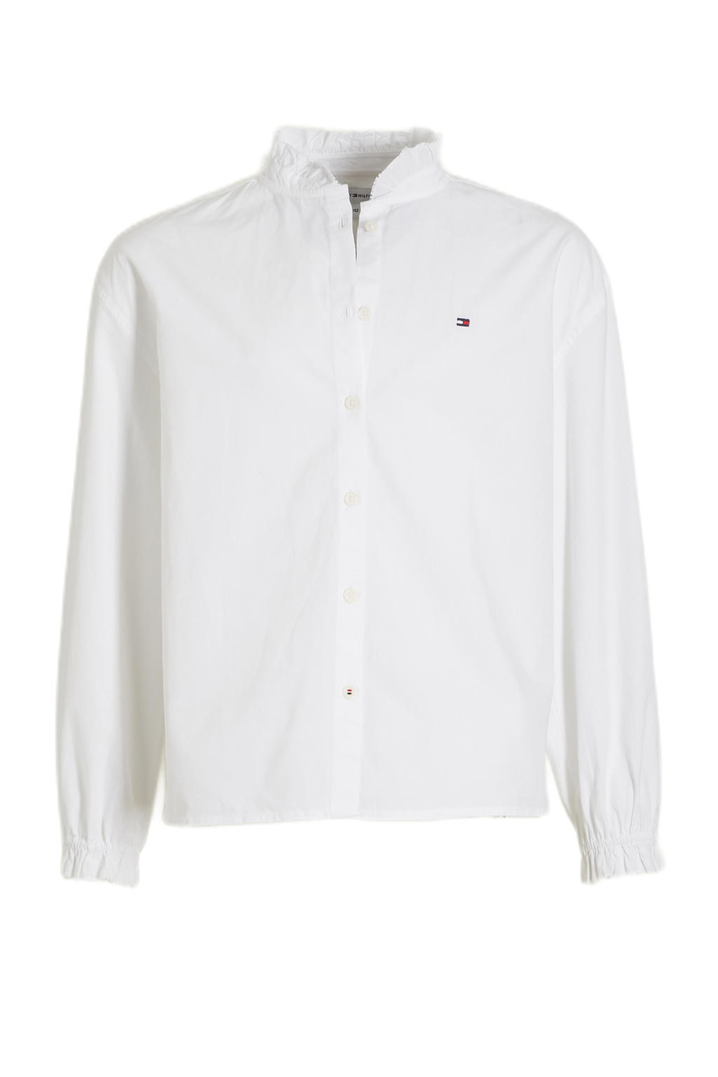 Witte meisjes Tommy Hilfiger blouse van katoen met lange mouwen, button down sluiting en knoopsluiting