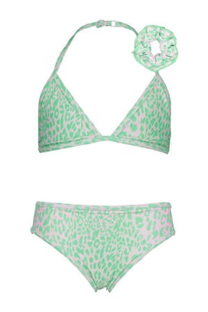 triangel bikini Zamira met scrunchie groen/wit