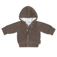 thumbnail: Bruine meisjes Baby's Only gebreide baby teddyjas Soul van katoen met effen, lange mouwen, capuchon en halve rits